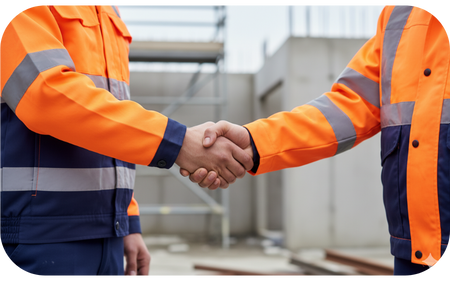 Two people in high-vis jackets shaking hands
