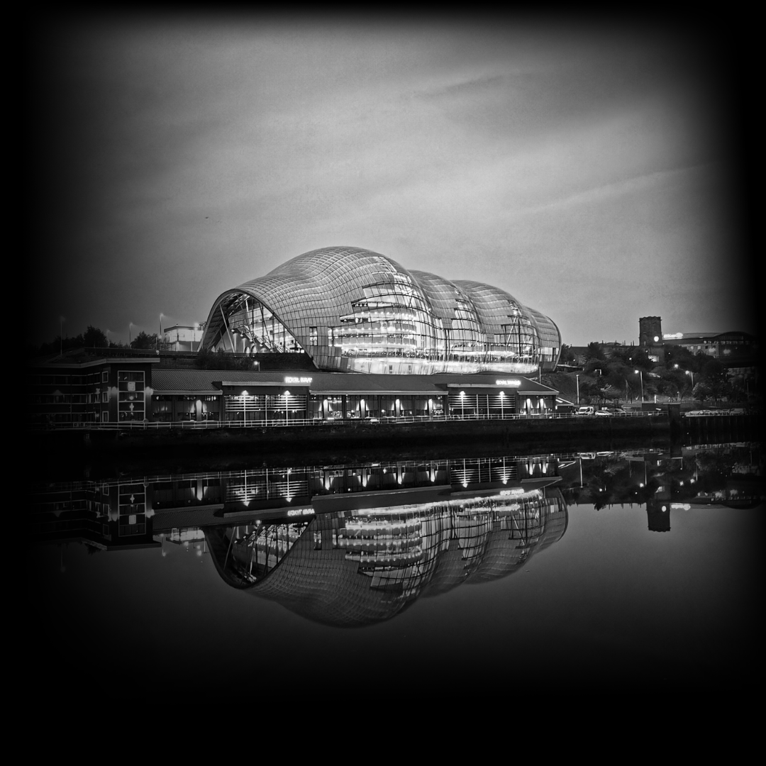 A black and white picture of Newcastle