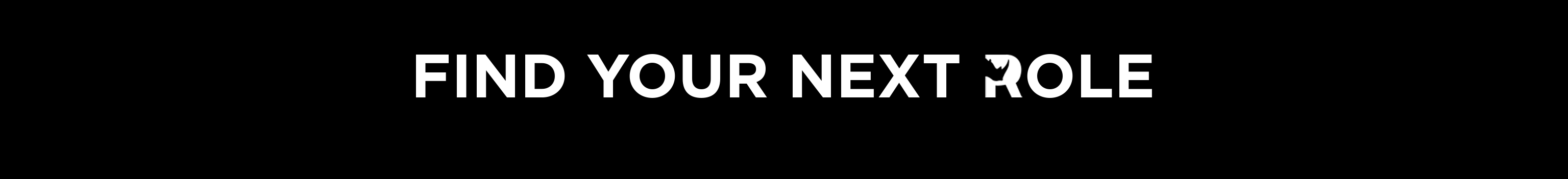 White text saying "Find Your Next Role" with a Rhino Recruitment logo as the R
