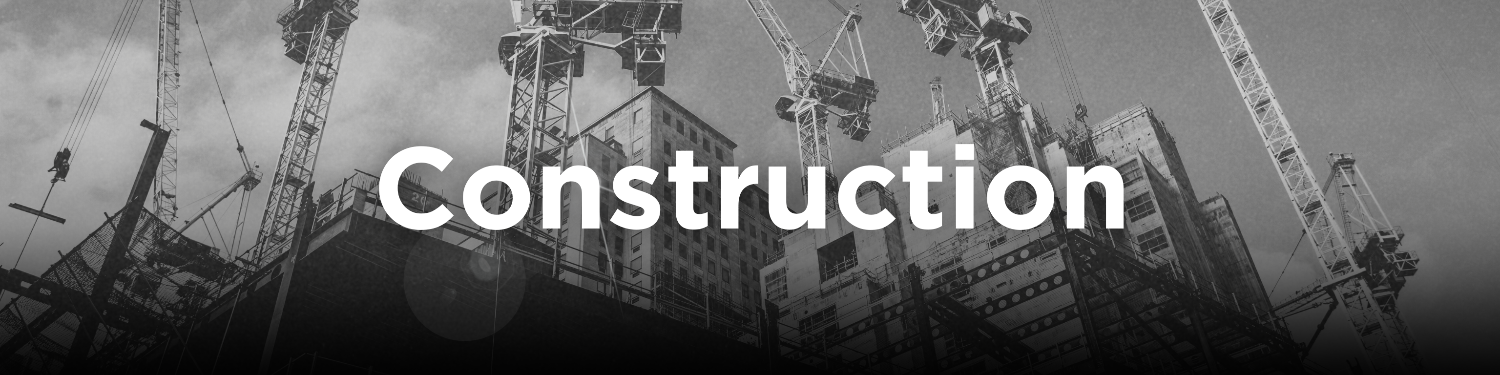 A construction site in black and white