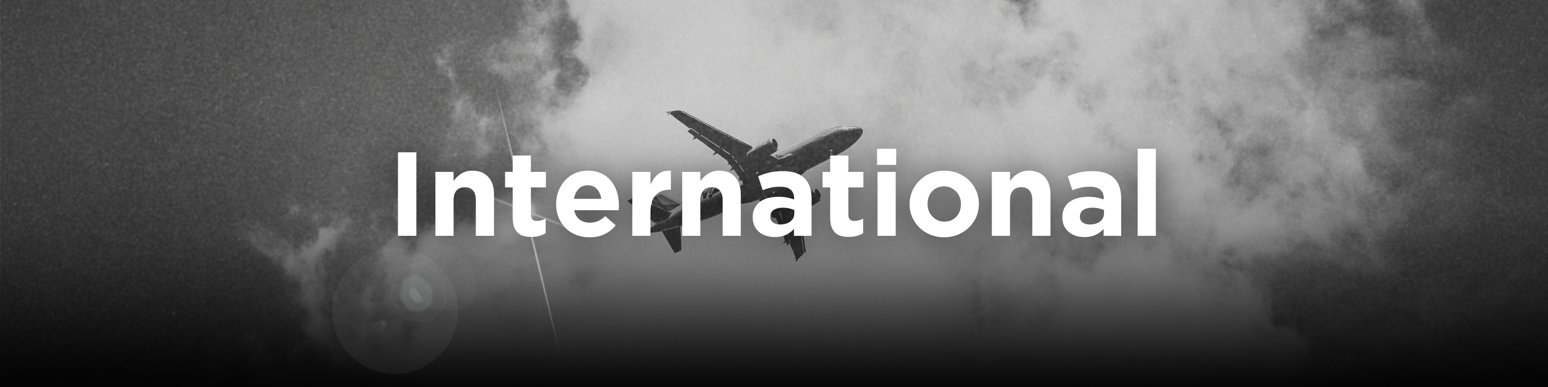 A black and white image of a plan flying to show Rhino Recruitment international recruitment